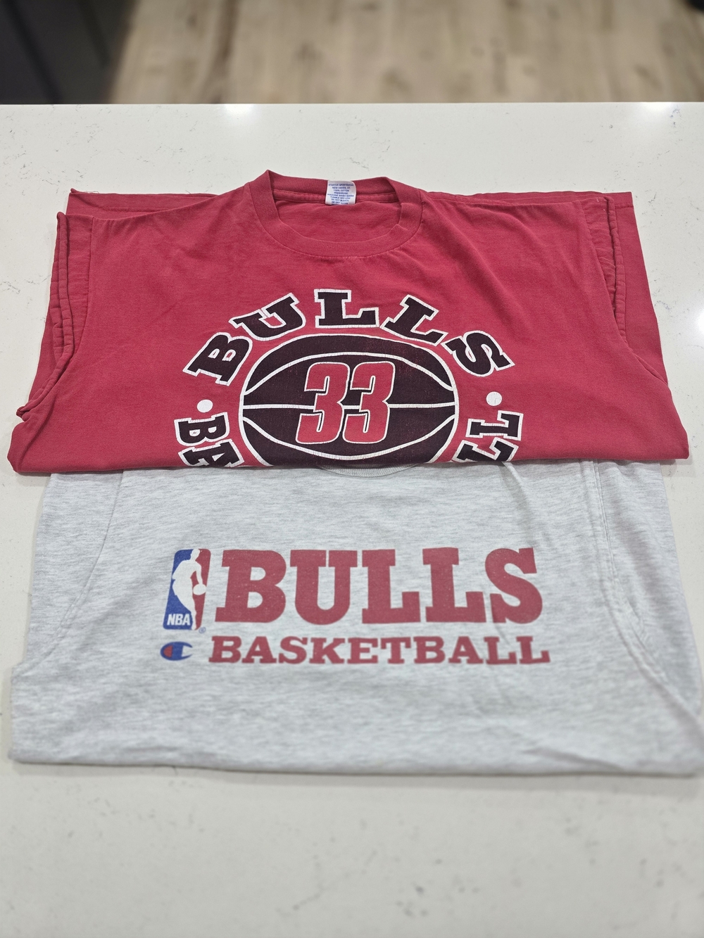 Vintage lot of two Chicago Bulls sleeveless practice T-shirts